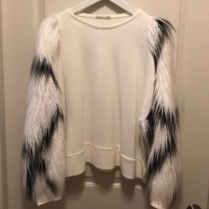 Zara sweatshirt with “shag” fur sleeves